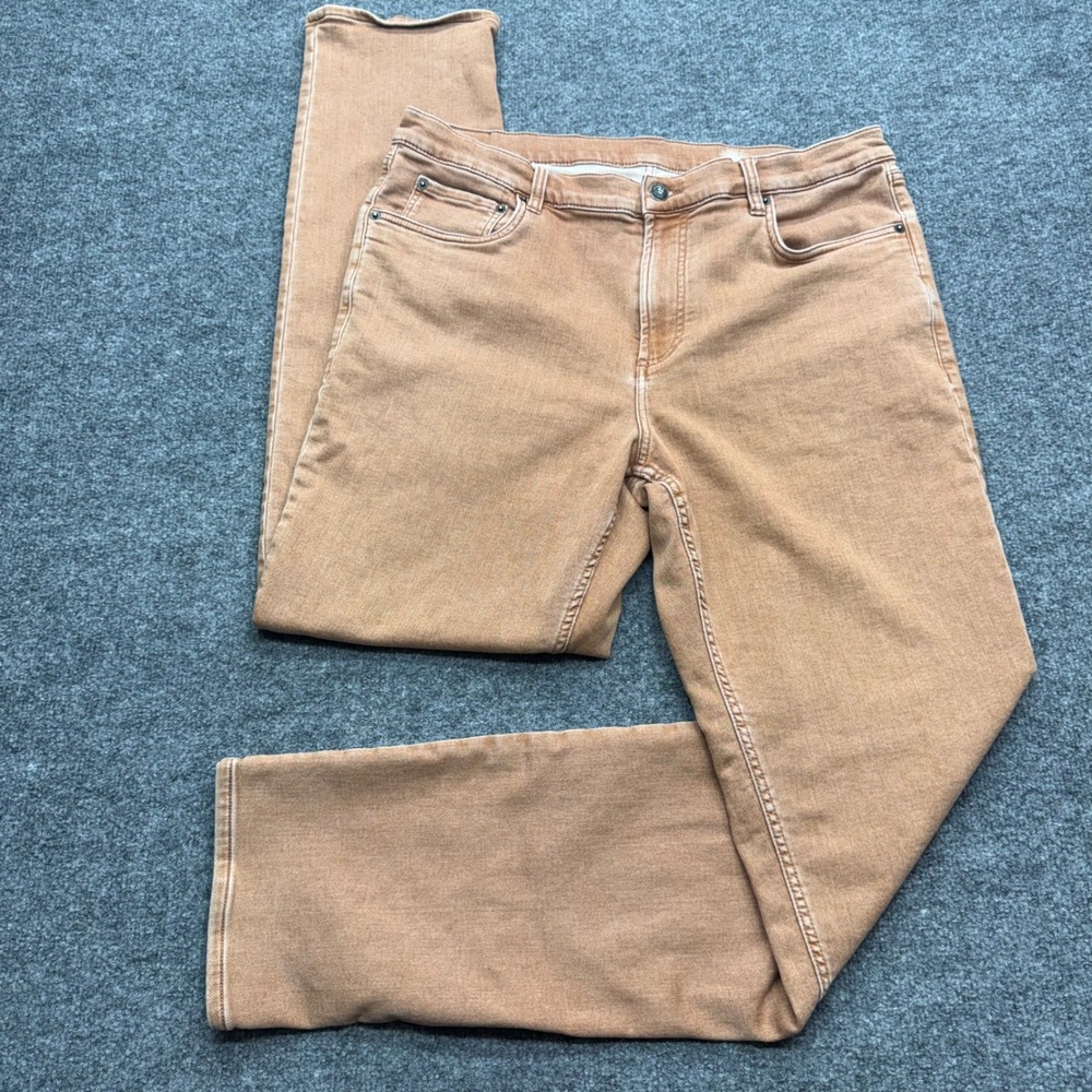 Faherty Brand Mens 36x34 Straight Leg 5-Pocket Pants Tan Copper Stretch Cotton